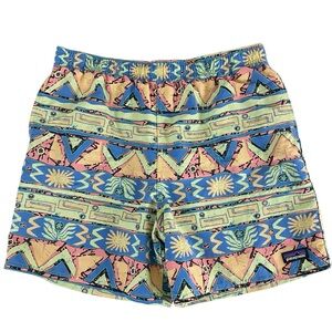 Patagonia Baggies Boys Swim Trunks Size XXL 16-18 Multicolor Lined Geometric